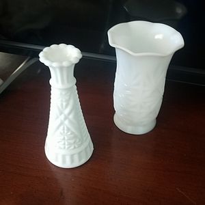 B) Milk glass vases